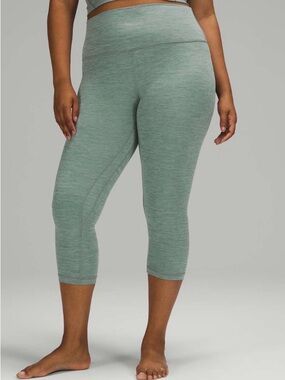 Lululemon Wunder Under Crop Leggings Heathered Tidewater Teal Size 10